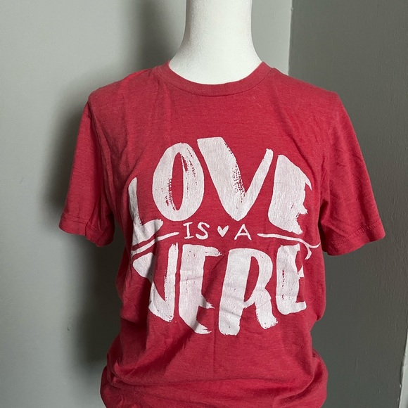 Bella Canvas Red Tee “Love is a Verb” - Picture 2 of 4